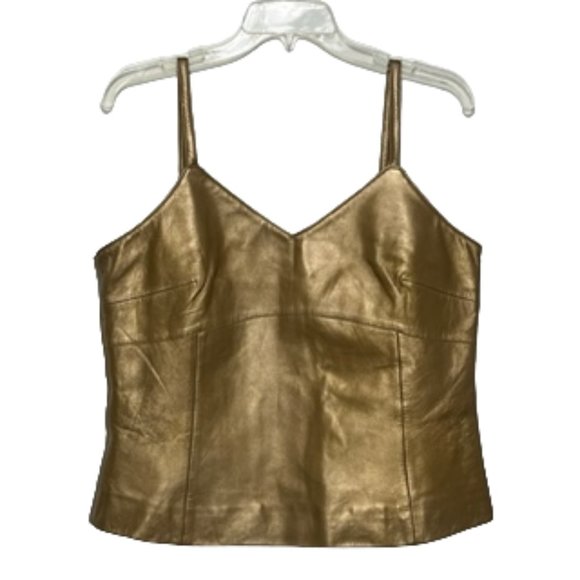 MARGARET GODFREY Gold Soft Leather Fully Lined Camisole NWT - Picture 5 of 16